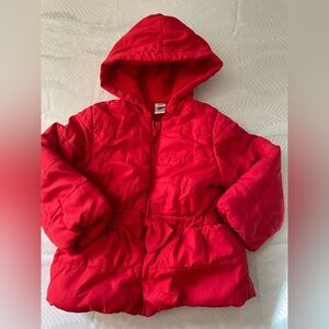 Red little girls coat with cinched waist and bow 2t